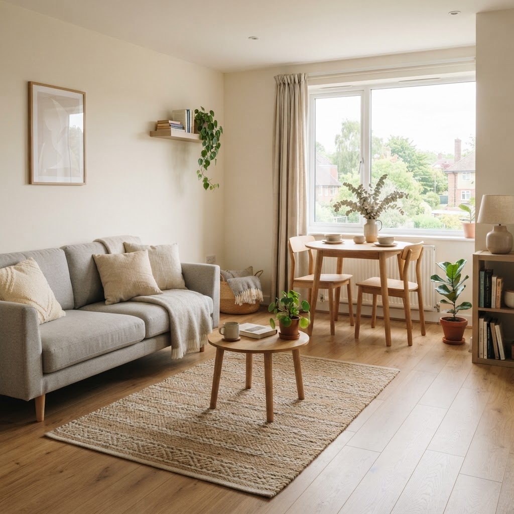 A bright, clean and welcoming room in managed accommodation with simple furnishings and natural light